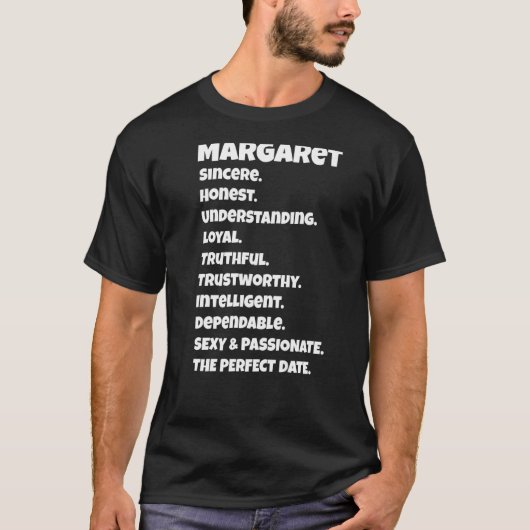 Margaretperfect日付品質皮肉ことわざF Tシャツ (正面)