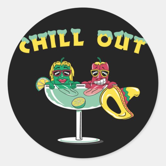 Margaritaで可愛いチリペッパーChill Out ラウンドシール (正面)