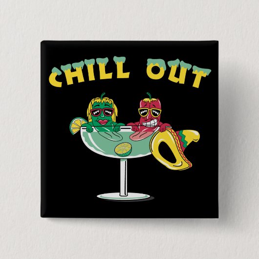 Margaritaで可愛いチリペッパーChill Out 缶バッジ (正面)