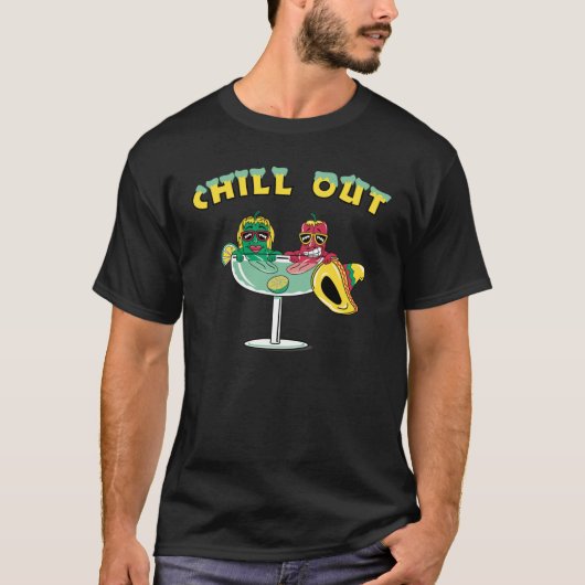 Margaritaで可愛いチリペッパーChill Out Tシャツ (正面)