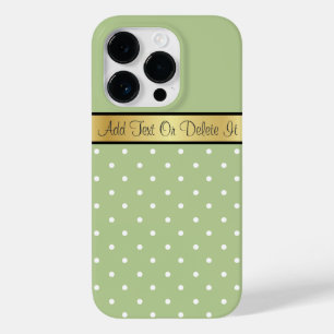 Margaritaグリーンホワイト水玉模様、金ゴールドリボン名 Case-Mate iPhone 14 Proケース