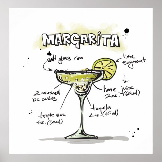 Margarita Drink Recipe Design ポスター (正面)