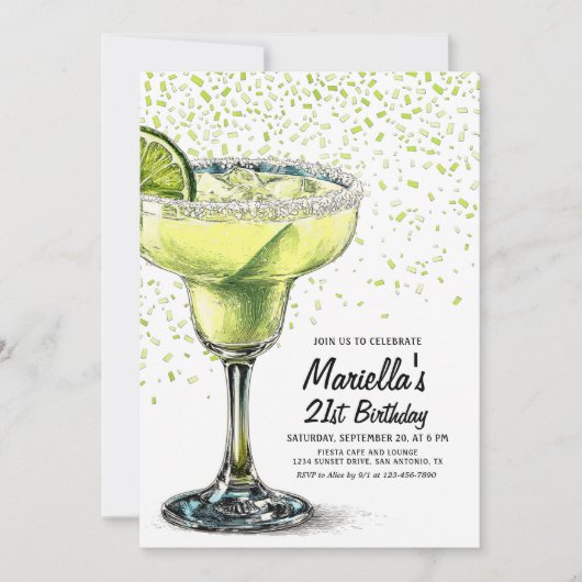 Margarita Fiesta Birthday Invitation 招待状 (正面)