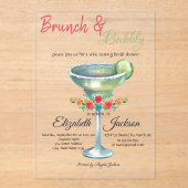 Margarita Flowers Mexican Bridal Shower アクリル招待状 (正面)