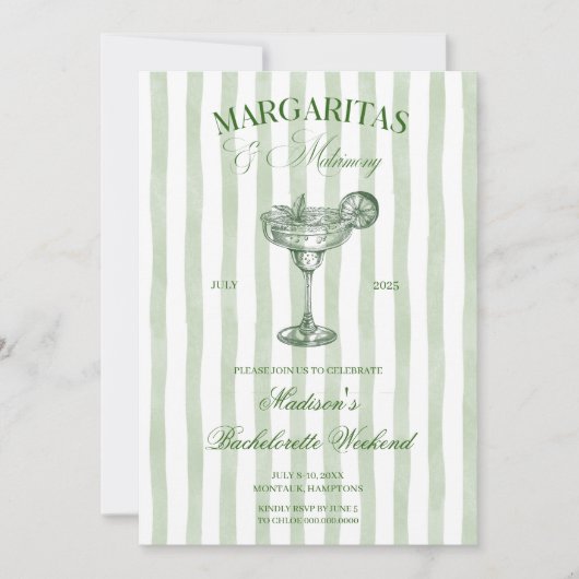 Margaritas and lime Bridal shower 招待状 (正面)