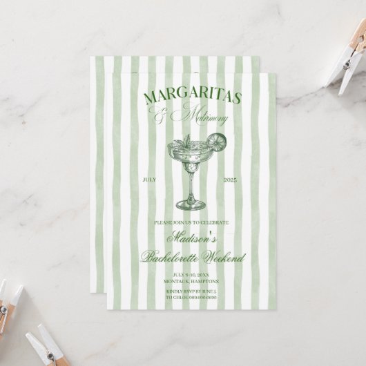 Margaritas and lime Bridal shower 招待状 (正面/裏面インサイチュ)