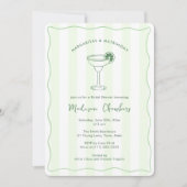 Margaritas And Matrimony Hand-Drawn Bridal Shower 招待状 (正面)