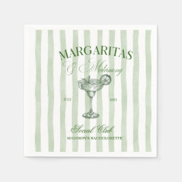 Margaritas and Matrimony Striped Bachelorette スタンダードカクテルナプキン