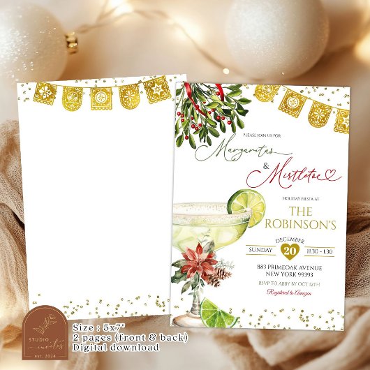 Margaritas and Mistletoe Mexican Holiday Fiesta 招待状
