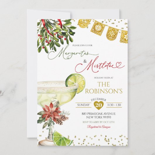 Margaritas and Mistletoe Mexican Holiday Fiesta  招待状 (正面)