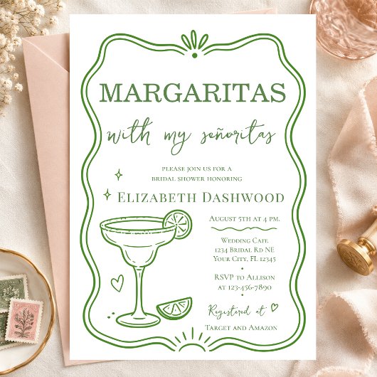 Margaritas pool scribble Party Cocktail ブライダル 招待状