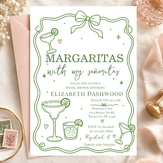 Margaritas pool scribble Party Cocktail ブライダル 招待状
