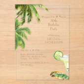 Margaritas & Tacos Tropical Birthday Party アクリル招待状 (正面)