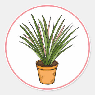 Marginata Hand Drawn Housplant Art ラウンドシール