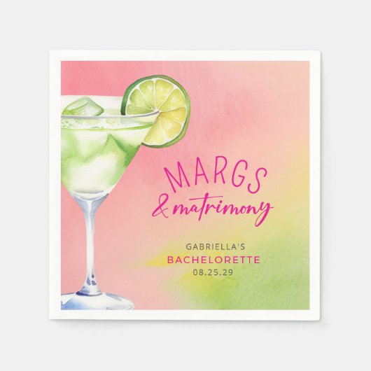 Margs and Matrimony バチェラー・パーティー スタンダードカクテルナプキン (正面)