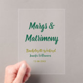 Margs and matrimony add name date bachelorette par アクリル招待状 (インサイチュ (ポータブル))