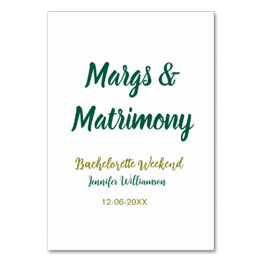 Margs and matrimony add name date bachelorette par テーブルナンバー (正面)