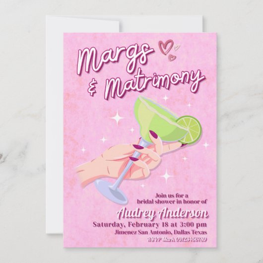 Margs and Matrimony - Bridal Shower Invitation 招待状 (正面)