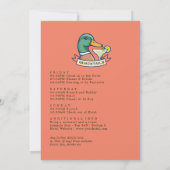 Margs Mallards & Matrimony 湖のバチェラー・パーティー 招待状 (裏面)