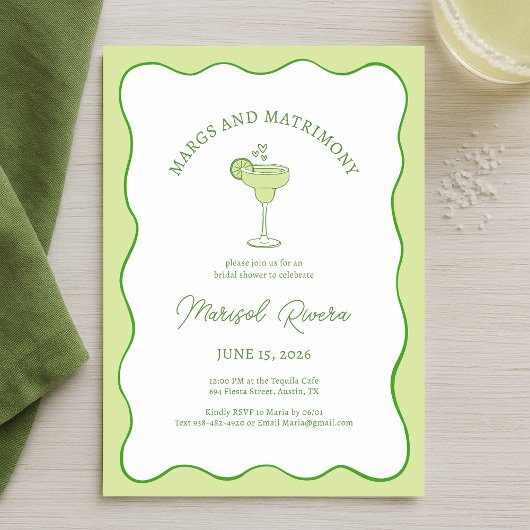 "Margs & Matrimony" テキーラライムブライダルシャワー 招待状