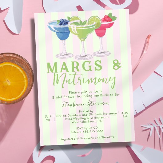Margs & Matrimony ピンク ミントグリーン ブライダルシャワー 招待状