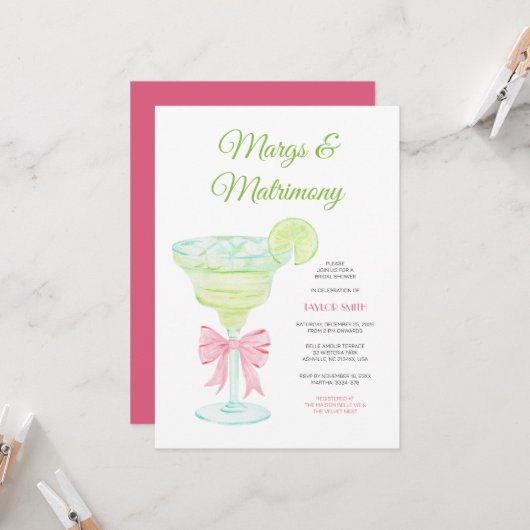 Margs & Matrimony ブライダルシャワーパーティー招待状 招待状 (正面/裏面インサイチュ)