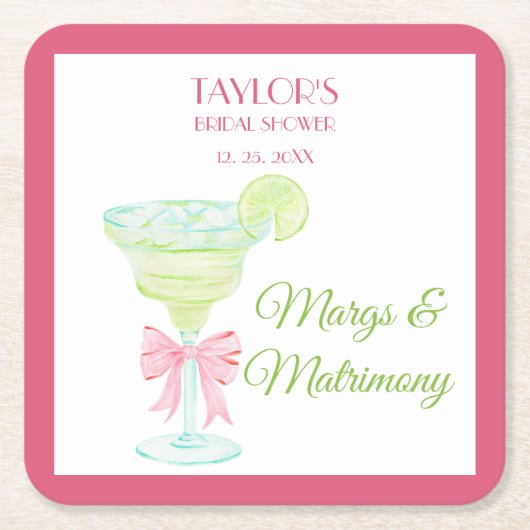 Margs & Matrimony ブライダルシャワーパーティー スクエアペーパーコースター (正面)