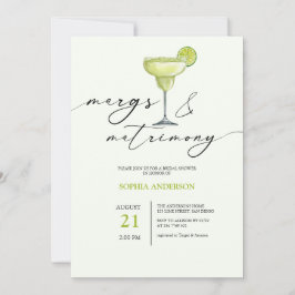 Margs & Matrimony Green Lime Bridal Shower 招待状