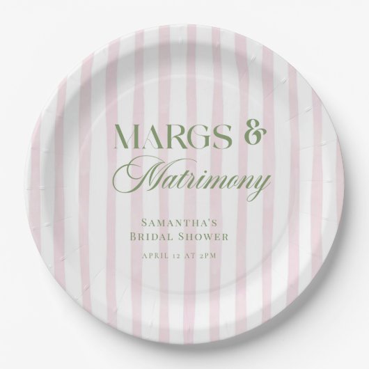 Margs & Matrimony Lime Margarita Bridal Shower ペーパープレート (正面)