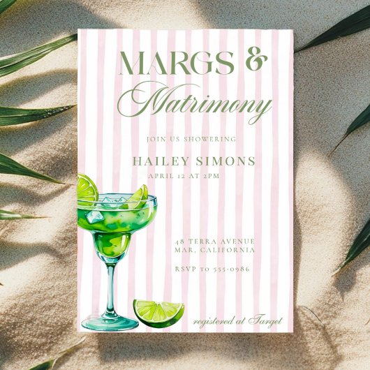 Margs & Matrimony Lime Margarita Bridal Shower 招待状