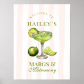 Margs & Matrimony Margarita Bridal Shower Sign ポスター (正面)