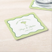 "Margs & Matrimony" Simple Lime Margarita Wedding スクエアペーパーコースター (アングル)
