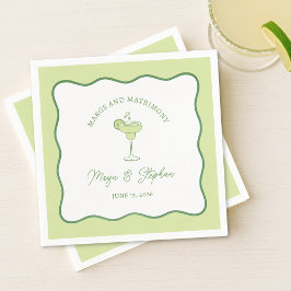 "Margs & Matrimony" Simple Lime Margarita Wedding スタンダードカクテルナプキン