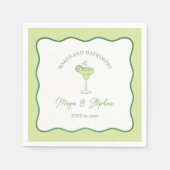 "Margs & Matrimony" Simple Lime Margarita Wedding スタンダードカクテルナプキン (正面)