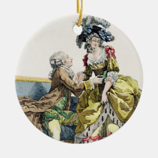 「Margueの女性に提案しているエレガントな紳士 セラミックオーナメント (正面)