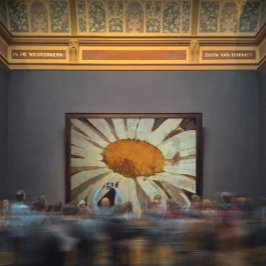 Margueriteデイジーと翼のある昆虫フローラアート キャンバスプリント