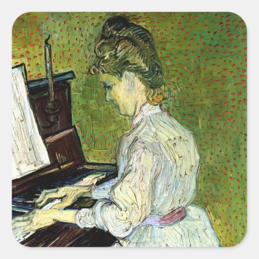 Marguerite Gachet at the Piano by Vincent van ゴッホ スクエアシール (正面)