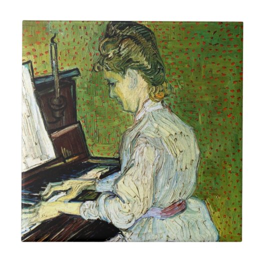 Marguerite Gachet at the Piano by Vincent van ゴッホ タイル (正面)