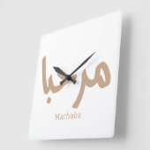 Marhaba – アラビア語モダン書跡、カスタマイズ可能 スクエア壁時計 (傾斜)