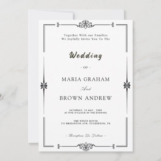 "Maria & Brown" Modern Minimalist Wedding |Elegant 招待状 (裏面)
