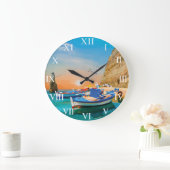 © MARIA MADRUGAS 145ポルトガルBarcos de pesca ラージ壁時計 (ホーム)