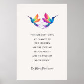 Maria Montessori引用文ポスター、ギフトもっとも偉大。 ポスター (正面)