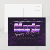 Maria Name Vorname lila Postkarte Geburtstag ポストカード (正面/裏面)