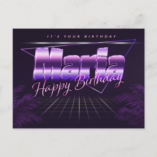 Maria Name Vorname lila Postkarte Geburtstag ポストカード (正面)
