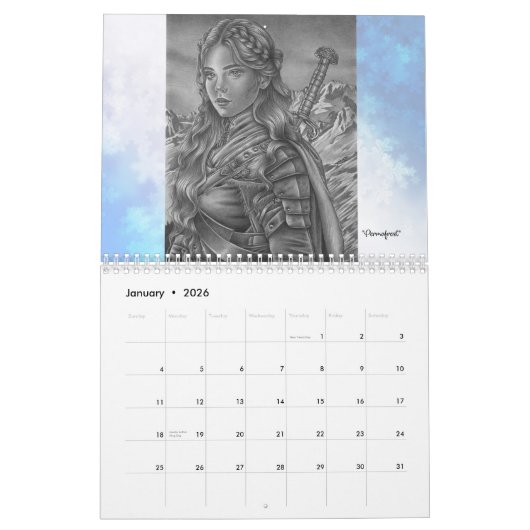 Maria William Illustration 2026 calendar カレンダー (1月 2026)