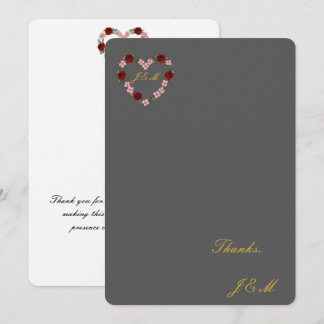 mariage gris avec une couronne de fleurs サンキューカード