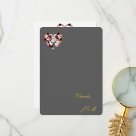 mariage gris couronne de fleurs サンキューカード