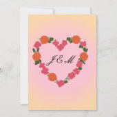 Mariage rose et orange Couronne de Fleurs en coeur 招待状 (正面)