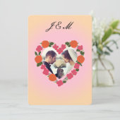 mariage rose et orange couronne de fleurs en coeur 招待状 (スタンド正面)