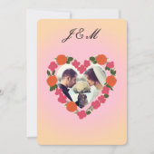 mariage rose et orange couronne de fleurs en coeur 招待状 (正面)